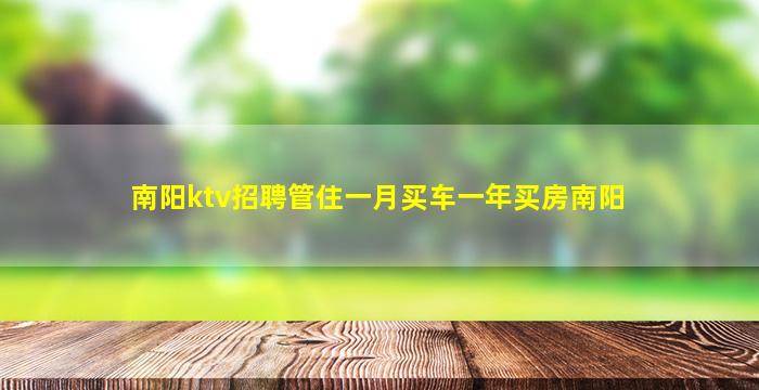 南阳ktv招聘管住一月买车一年买房南阳